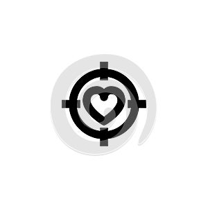 Love target icon. Arrow goal sign