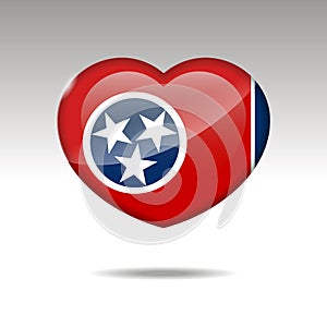 Love Tennesee state symbol. Heart flag icon.