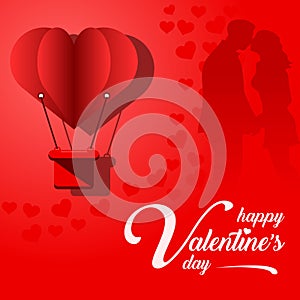 Love text and heart ballon air for Valentneâ€™s Day.