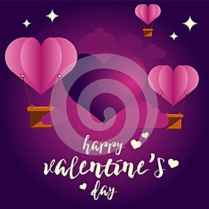 Love text and heart ballon air for Valentneâ€™s Day.