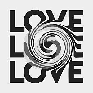 LOVE text spiral twisted illustration vector symbol falling in love, amor sticker, clip art textile, t shirt design printable