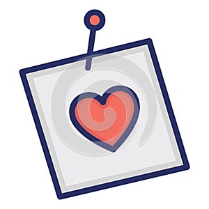 Love theme, heart on paper Isolated Vector Icon which can be easily modified or edited