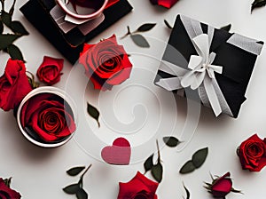 Detailed hearts wine roses men women Valentines photo