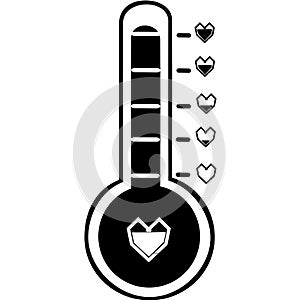 Love thermometer card element vector illustration. Celsius or fahrenheit meteorology thermometers measuring heat or cold, vector i