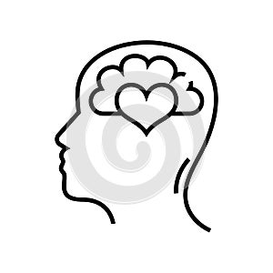 Love thoughts line icon, concept sign, outline vector illustration, linear symbol.