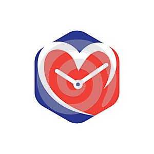 Love time vector logo design. Valentine and relationship vector icon.