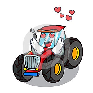 In love tractor mascot cartoon style