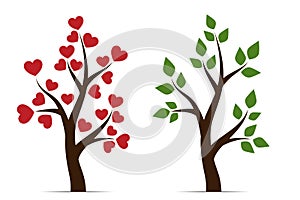 Love tree with heart leaves