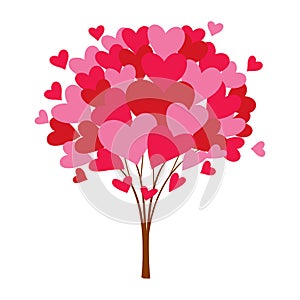 Love tree with heart leaves, vector