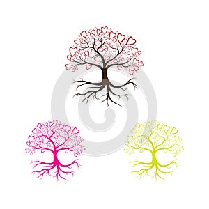 Love tree with heart leaves vector illustration