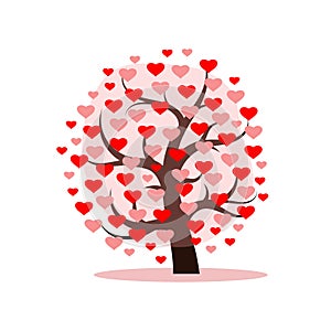 Love tree with heart leaves. Vector illustration