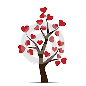 Love tree with heart leaves