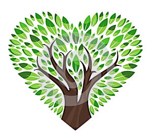 Love tree with leaves