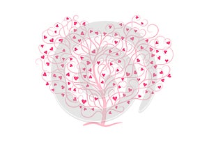 Love tree vector, heart silhouette logo