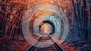 love tunnel in autumn AI generated image