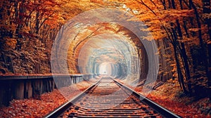 love tunnel in autumn AI generated image