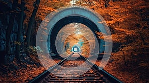 love tunnel in autumn AI generated image