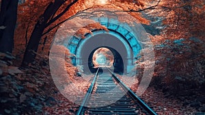 love tunnel in autumn AI generated image