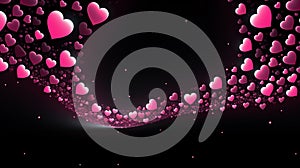 love tunnel, pink hearts on black background