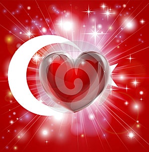 Love Turkey flag heart background