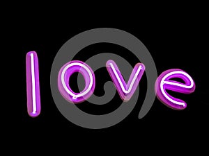 Love Type neon sign lighting Pink colour