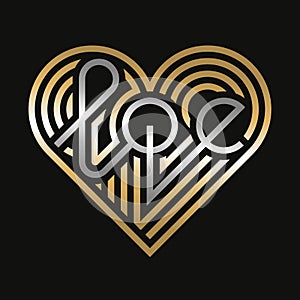 Love typography. Art deco style. Love logotype.