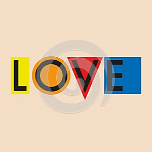 Love typography. Creative love logotype. Geometric futuristic love.