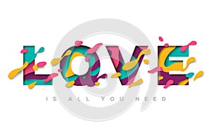 Love typography design with abstract shapes