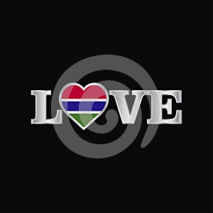 Love typography with Gambia flag design vector