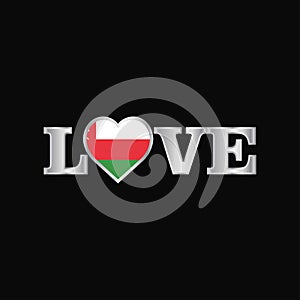 Love typography with Oman flag design vector