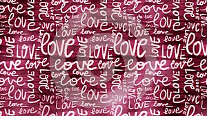 Love Typography Pattern on Pink-Red Gradient Background