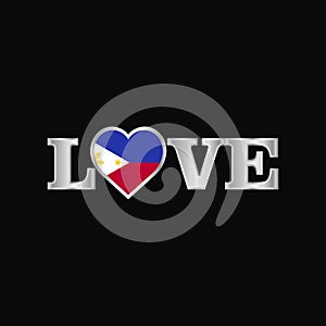 Love typography with Phillipines flag design vector