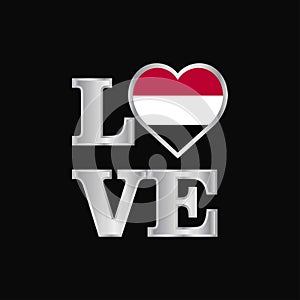 Love typography Yemen flag design vector beautiful lettering