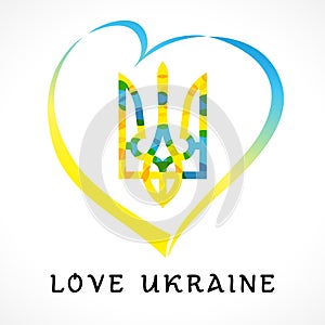 Love Ukraine emblem colored