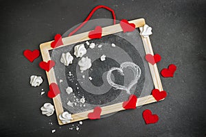 Love and Valentine Day decoration with hearts and frame