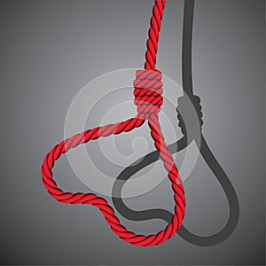 Love valentine heart shaped from noose of rope