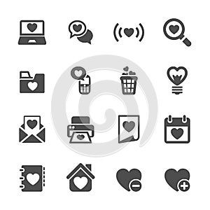 Love and valentine for internet icon set, vector eps10