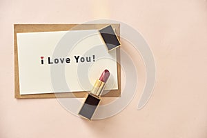 Love valentine together happy affection concept with lipstick