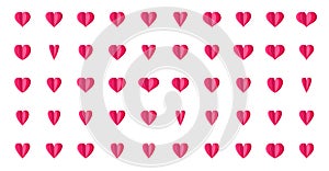 Love Valentines Day heart shape pink paper icons