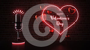 Love Valentines Podcast Mic Neon Sign