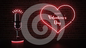 Love Valentines Podcast Mic Neonsign
