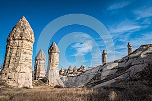 Love Valley in Cappadocia. Popular touristic area in Goreme, Nevsehir