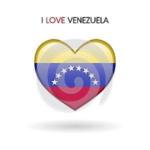 Love Venezuela symbol. Flag Heart Glossy icon on a white background