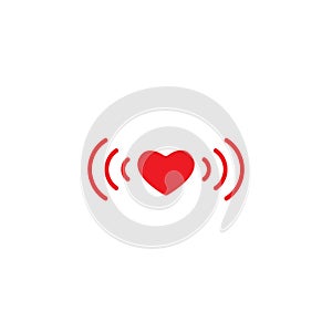 Love vibes. Heartbeat, pulse icon. Red heart with waves isolated on white background. Love, romantic icon. Best