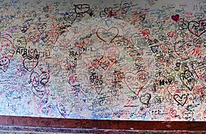 Love wall of Giulietta house in Verona Italy photo