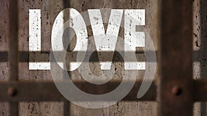 Love On A Wall With Jail Bars Shadow