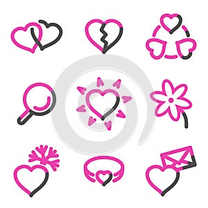 Love web icons, pink contour series