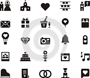 Love and wedding icon set