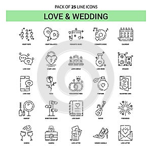 Love and Wedding Line Icon Set - 25 Dashed Outline Style photo