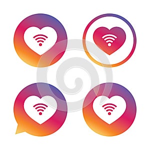 Love Wifi sign. Wi-fi symbol. Wireless Network.